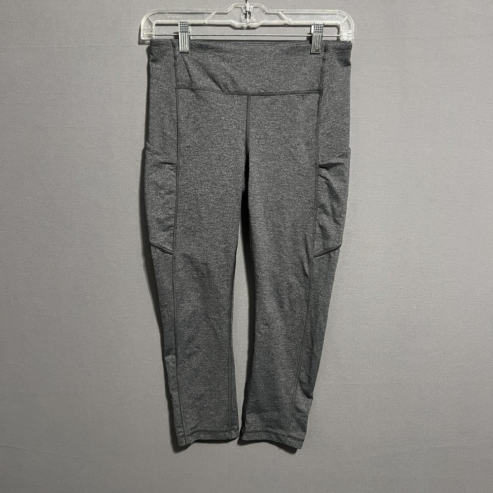Lululemon Leggings Womens 6 Gray Cropped Side Pocket Knit Yoga Running‎ Athletic